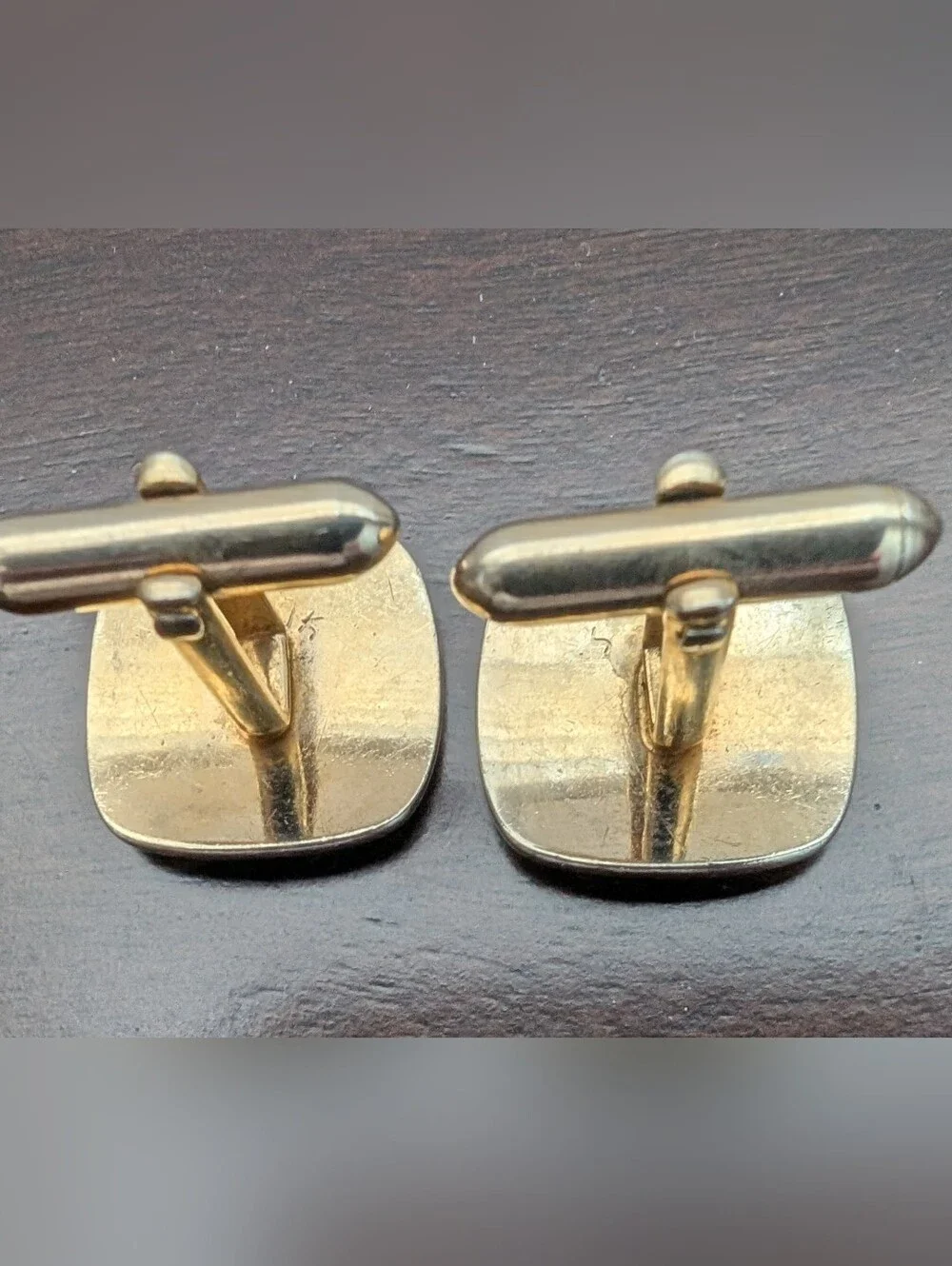 Vintage SWANK Geometric Gold-Tone Cufflinks and Tie Tack Black and Amber MCM